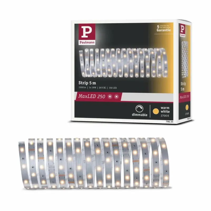 Heißes Angebot Paulmann MaxLED 250 Strip unbeschichtet 5m Warmweiß