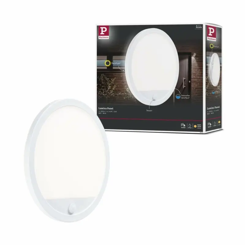 Schneller Versand Paulmann LED Außenpanel Lamina Bewegungsmelder IP44 rund 280mm 3000K 14,5W 1200lm 230V Weiß Kunststoff