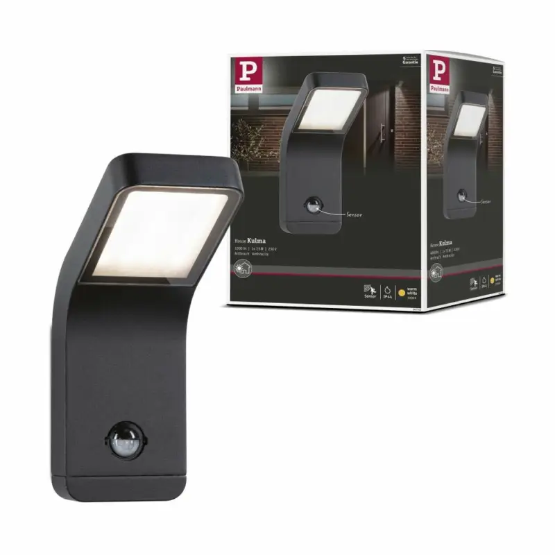 Rabatt Paulmann LED Außenwandleuchte Kulma mit Bewegungsmelder anthrazit aluminium IP44 500lm 3000K 230V seewasserresistent