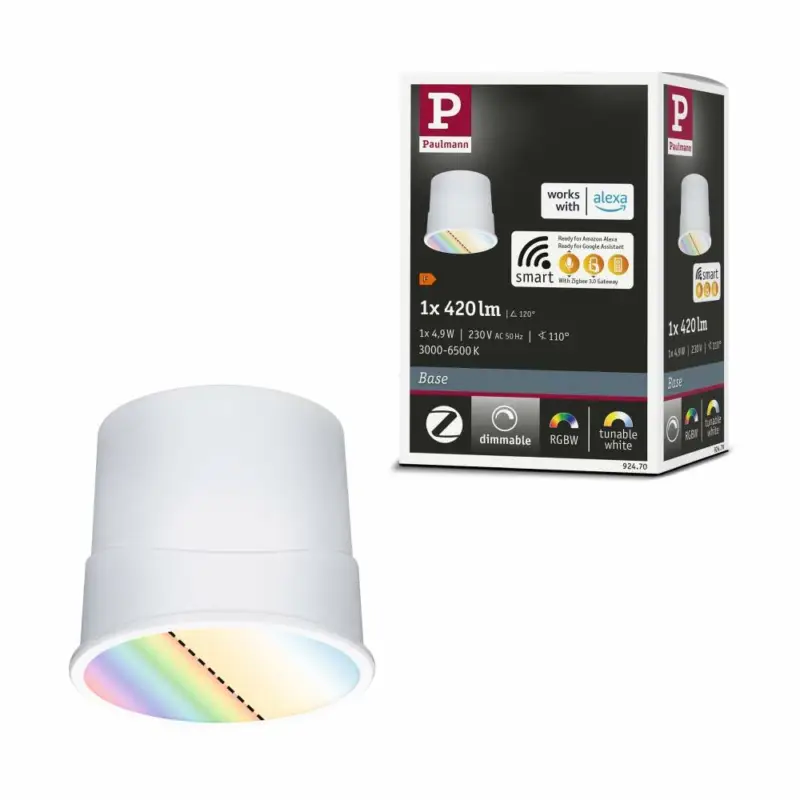 Paulmann LED Modul Einbauleuchte Smart Home Zigbee Base Coinrund 50mmCoin 4,9W 420lm 230V dimmbar RGBW+ Satin Begrenztes Angebot