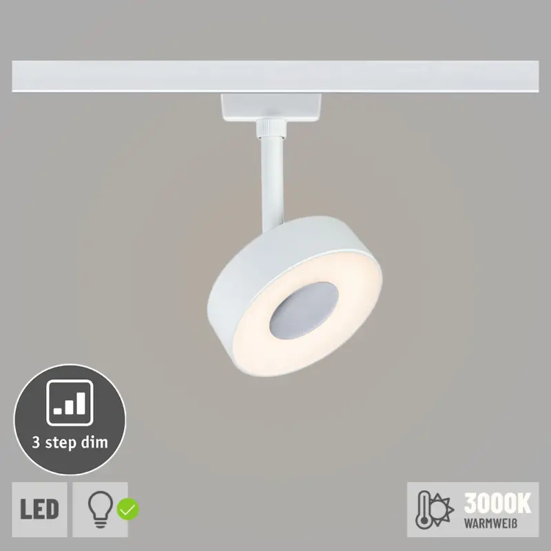 Neu Im Sortiment Paulmann URail LED Schienenspot Circle mit 3-Step-Dim 5W 160lm 3000K dimmbar 230V weiß (LED fest verbaut)