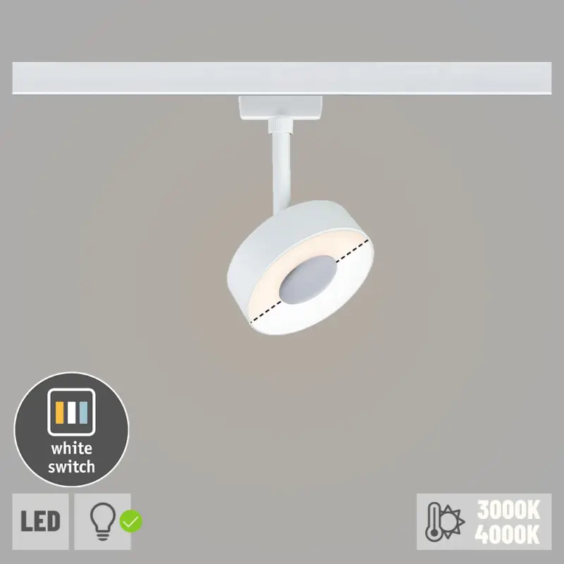 Paulmann URail LED Schienenspot Circle mit White-Switch 5W 210lm 230V weiß (LED fest verbaut) Nur Für Kurze Zeit