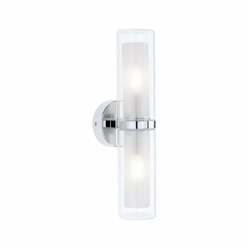 Geprüft Paulmann Wandleuchte Luena Glas/Chrom 2-flammig Up/Down IP44 E14 max. 2x20W dimmbar 230V