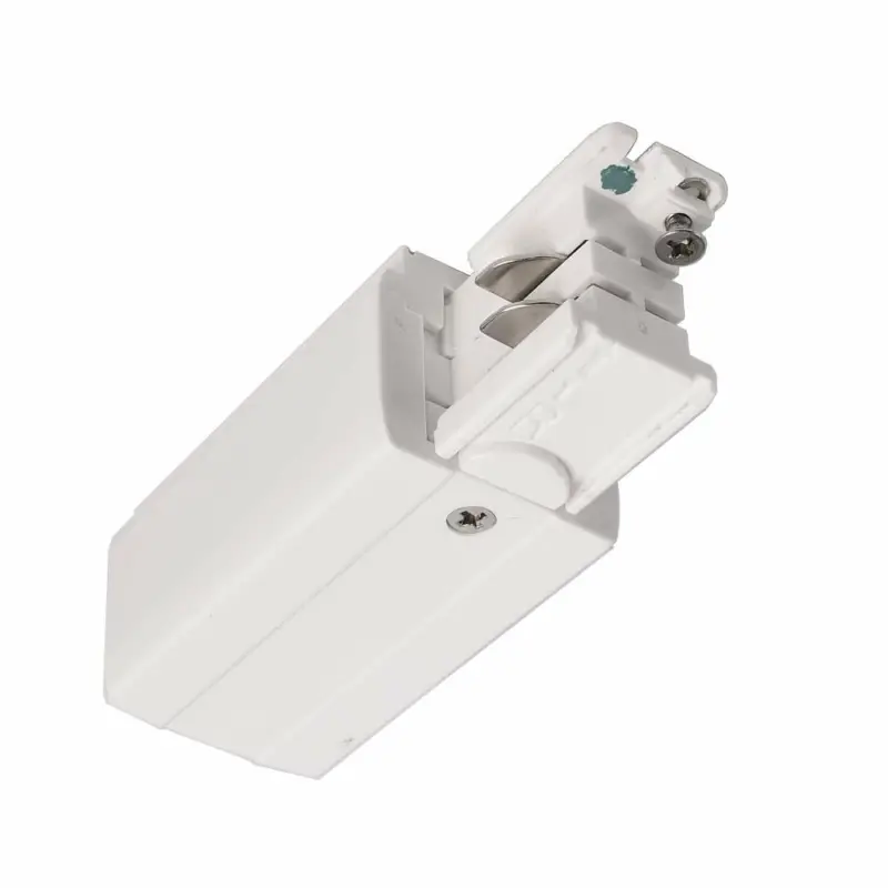 Kostenloser Rückversand Deko-Light 3-Phasen Schienensystem, D Line elektrischer Einspeiser rechts, Verkehrsweiß RAL 9016, 220-240 V/AC