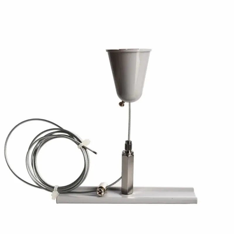 Deko-Light 3-Phasen Schienensystem, D Line Seilabhängungshalter mit Deckenrosette 1,5m, Fenstergrau RAL 7040 Zertifiziert