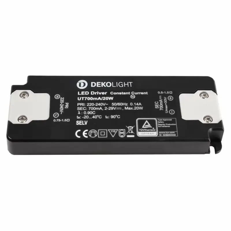 Wochenendangebot Deko-Light Deko-Light, Netzgerät (CC, DC), FLAT, CC, UT700mA/20W, Stromkonstant, 1,4-20,0 W, 220-240 V/AC, Ausg