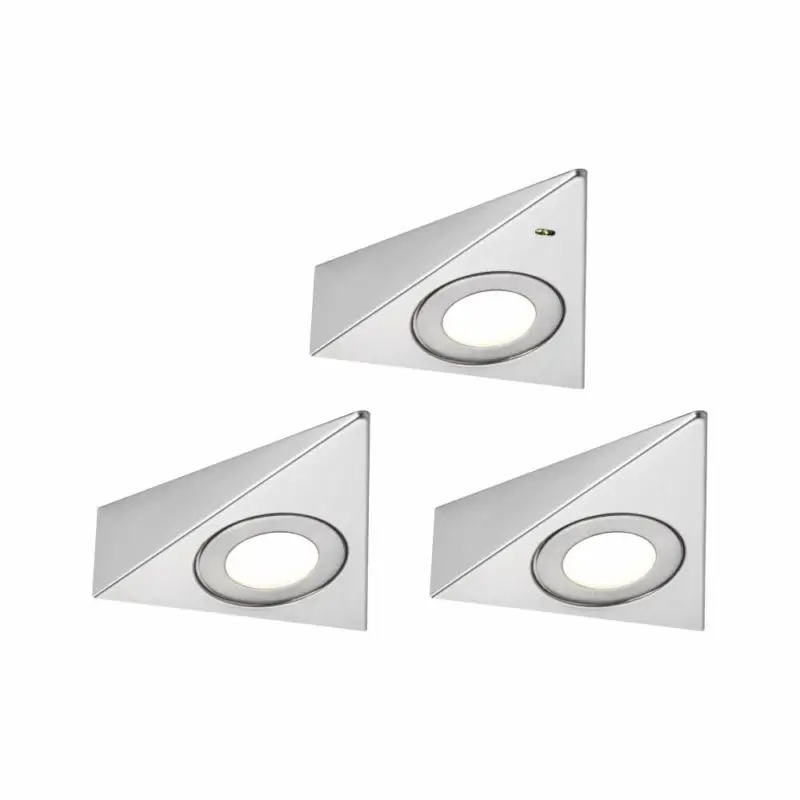 Paulmann LED Unterschrankleuchte Trias 3000K Warmweiß Näherungsensor 3er-Set3x2,7W 135x132mm 3x185lm 230/12V Eisen gebürstet Direktkauf