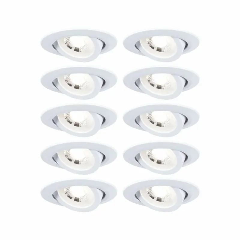 Billig Paulmann LED Einbauleuchte 10er-Pack schwenkbar rund 82mm 4,8W 450lm 3000K Weiß matt 230V