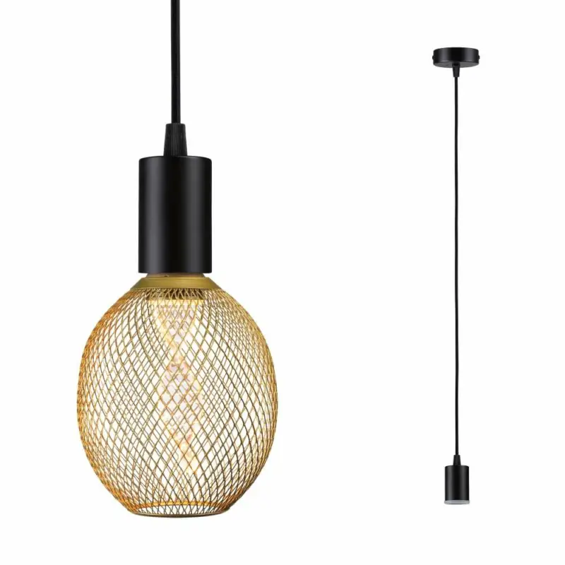 Abverkauf Paulmann Pendelleuchte Ravi Schwarz matt E27-Sockel IP44 Textilkabel kürzbar Mix&Match