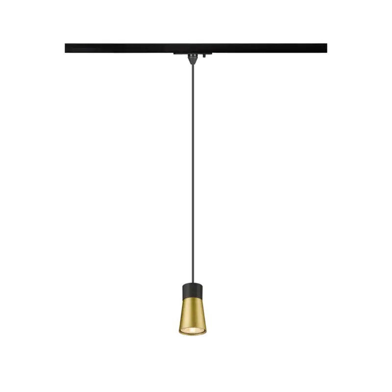 SLV PURI 2.0 Cone, 1 PhasenPendelleuchte, GU10, Pendellänge 200cm, 1x max. 6W, schwarz / gold Top-Angebot