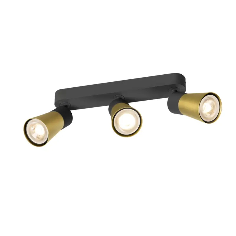 Schneller Versand SLV PURI 2.0 Cone, Wand- und Deckenaufbauleuchte, long, 3 x max. 6W GU10, schwarz / gold