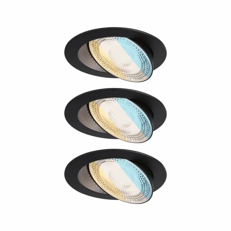 Versand Am Gleichen Tag Paulmann LED Einbauleuchte White Select Aumus Schwarz 3er-Set 5W 700lm 3-Step-Dim 2700 - 6500K rund schwenkbar White-Select 230V