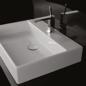 Heißes Angebot Wandwaschtisch „Genf“, mit Überlauf, mit Hahnlochbohrung 60 × 45 cm in Weiß