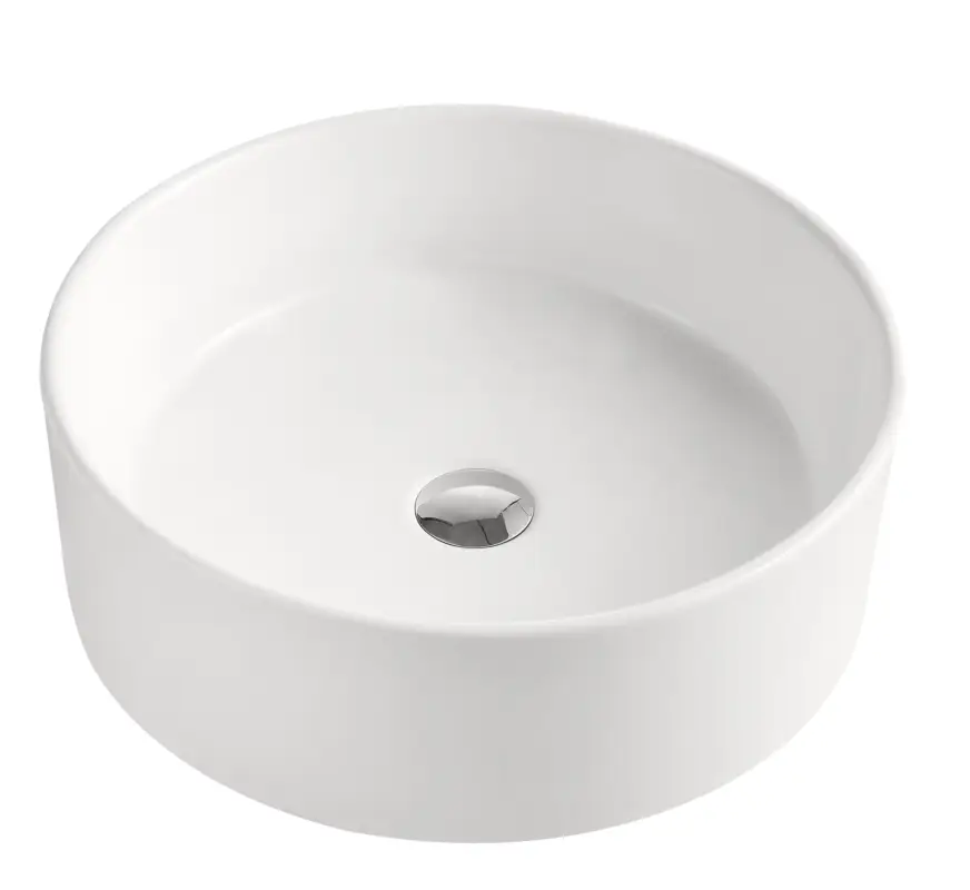 Direktkauf Aufsatzwaschtisch AqvaCeramica - Durchmesser 460 mm - Höhe 160 mm - ohne Überlauf - weiß