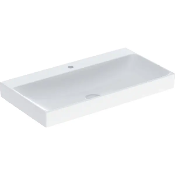 Sale Wandwaschtisch „One“, rechteckig, Hahnlochposition mittig 90 × 48 cm in weiß matt mit KeraTect®