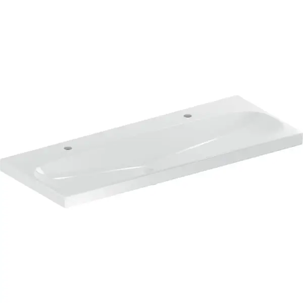 Wandwaschtisch „Acanto“, rechteckig, Hahnlochposition links und rechts 120 × 48,2 cm in Edelstahl Sonderaktion