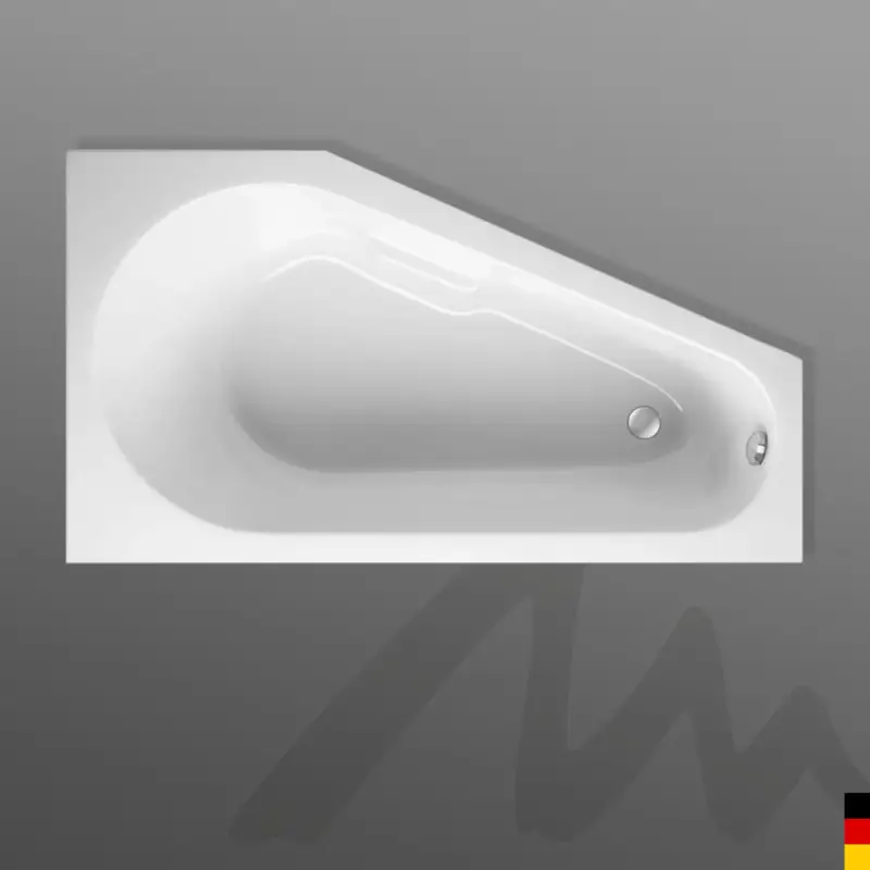 Ausverkauf Mauersberger Badewanne „stricta“ 1600 × 800 mm, links in Weiß