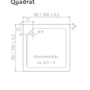 Expressversand HSK quadrat Marmor-Polymer-Duschwanne „superflach“ 90 × 90 cm in Weiß