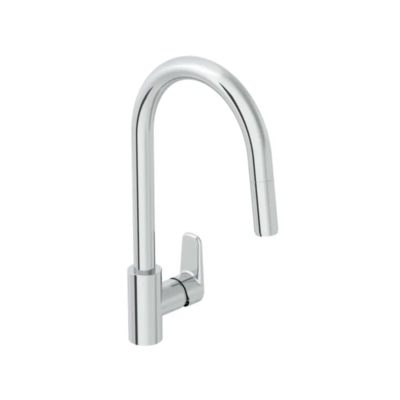 Flow Soft Einhebel-Spültischmischer Höhe 40 cm mit schwenk- & ausziehbarem Auslauf rund Chrom Direktkauf