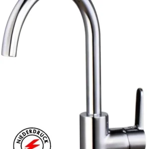 Waschtisch-Einhandbatterie AqvaBasic III - für offene Heißwasserbereiter - seitlicher Hebel - Klick-Klack-Ablaufgarnitur 1"1/4 - Kartusche mit keramischen Dichtscheiben - Heißwassersperre - Wassermengendurchflussregulierung - flexible Druckschläuche Preis Gesenkt