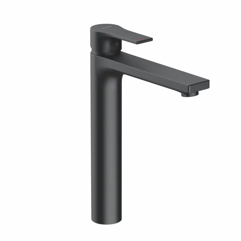 Kludi ZENTA SL Waschschüssel-Einhandmischer mattschwarz, DN 15, 1-Loch Montage, geschlossener Metallhebel, Keramik-Kartusche mit Heißwasserbegrenzung, Durchfluss 5 l/min Neuheit