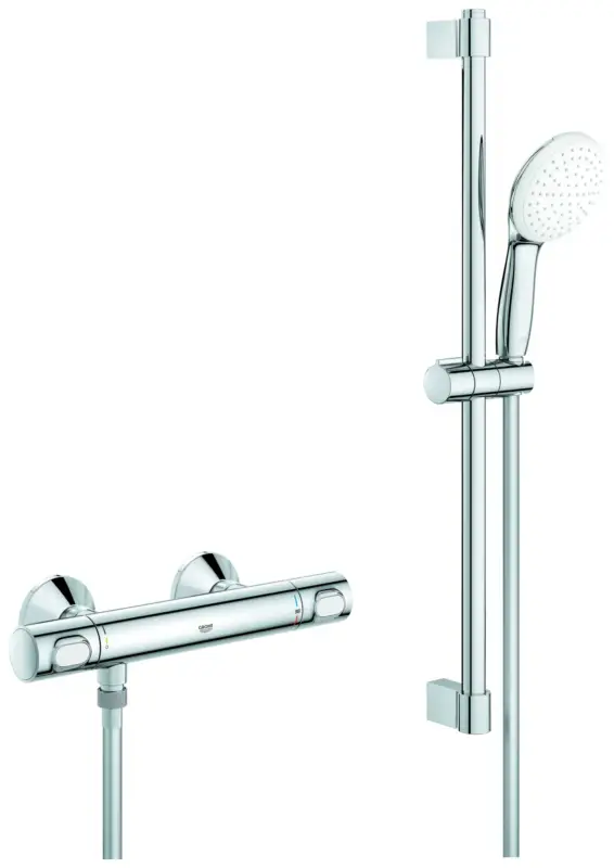 Thermostat-Brausebatterie Grohtherm 500 34796_1, mit Tempesta Brausestangenset 600mm, 1 Strahlart: Rain Letzte Chance