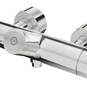 Aufputz-Duscharmatur VITUS VD-C-T / u, Mischwasser, Thermostat, Elektronisch, Selbstschluss, Batteriefach, 2x DN 15 G 1/2 AG, DN 15 G 1/2 AG (unten), chrom Markenware