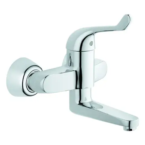 Mega-Angebot Einhand-Sicherheitsmisch-Waschtischbatterie Euroeco Special 32792, Wandmontage, Ausladung 197 mm, Hebellänge 120 mm