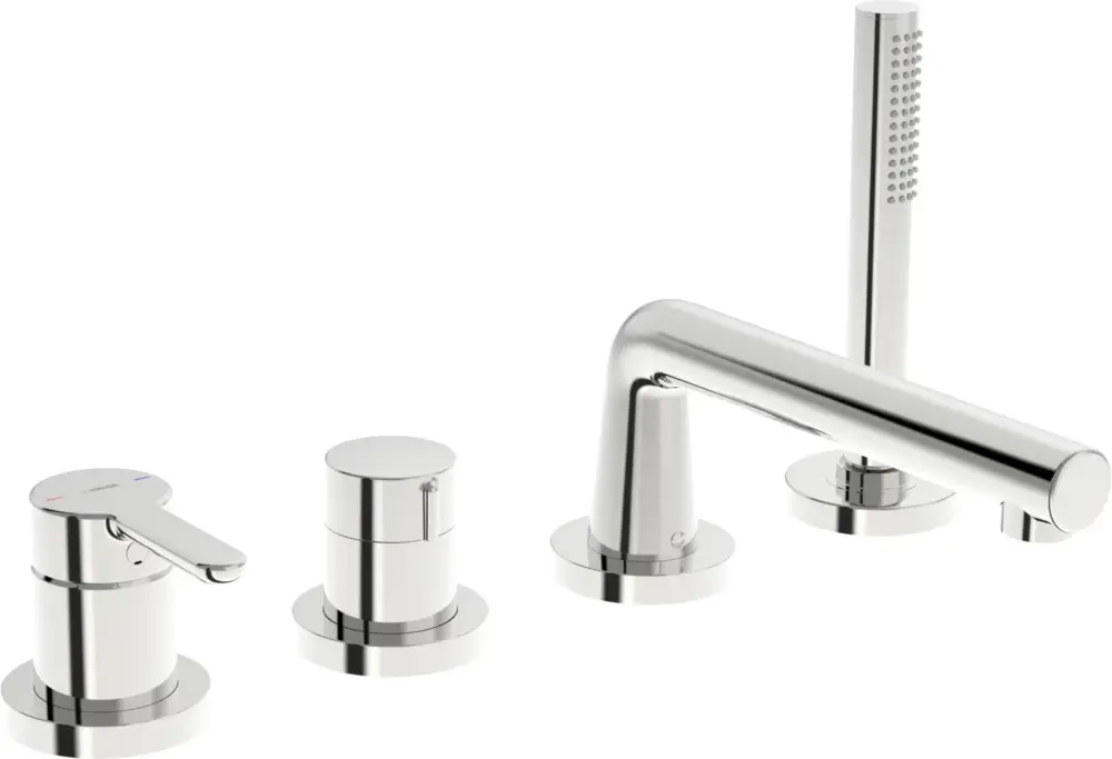 HansaDESIGNO Style Wannenarmatur, Einhebelmischer Fertigmontageset für Wanne/Brause, Rosette rund 3-strahlig DN15 Chrom Versand Am Gleichen Tag