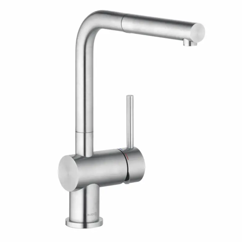 Abverkauf Kludi L STEEL Spültisch-Einhandmischer, Edelstahl Hairline Finish, herausziehbarer Auslauf, 1-Loch Montage, DVGW-zugelassen