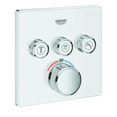 Thermostat Grohtherm SmartControl 29157, mit 3 Absperrventilen, Fertigmontageset für Rapido SmartBox, Wandrosette eckig, moon white Begrenztes Angebot