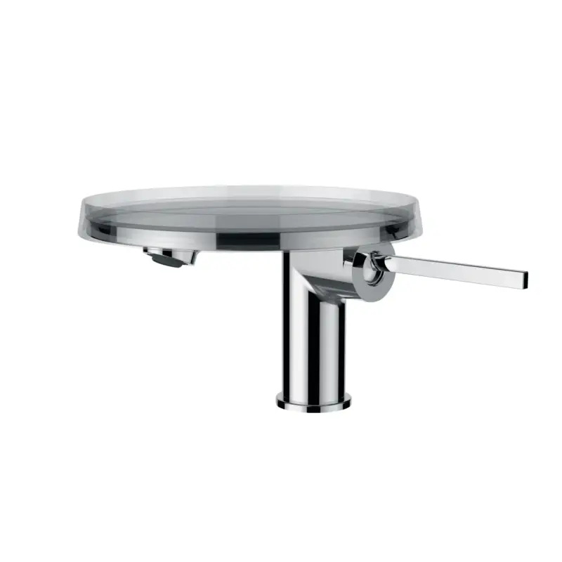 Einhebel-Waschtischmischer mit Deko-Disk (transparent) Kartell Festauslauf Ausladung 110 mm ohne Ablaufventil chrom Schneller Versand