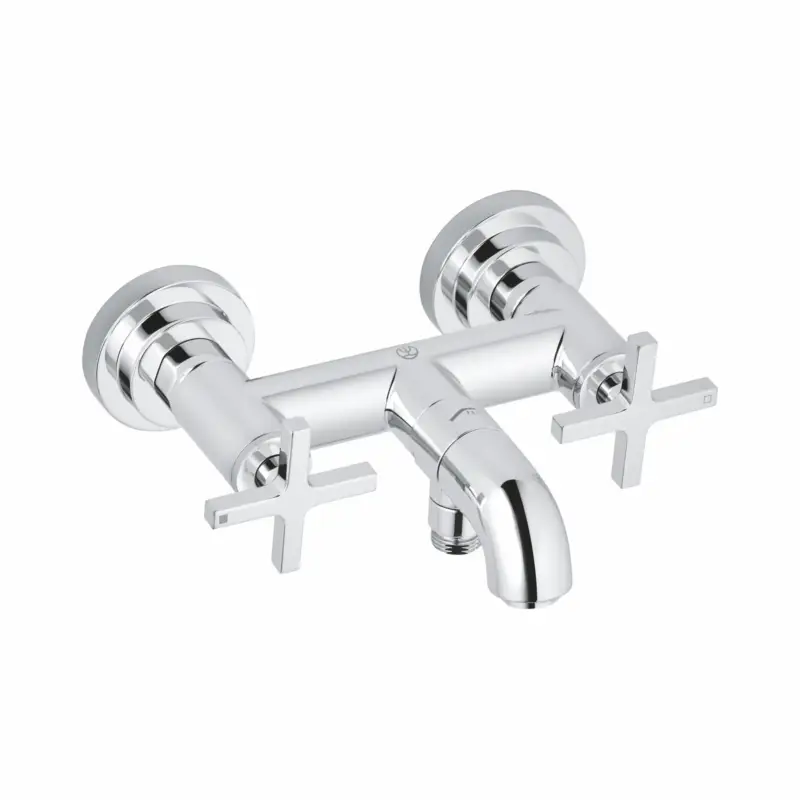 Kludi NOVA FONTE Wannenarmatur Classic chrom, 2-Griffarmatur, Wandmontage, automatische Umstellung Brause/Wanne, Durchflussmenge 23 l/min bei 3 bar, Artikel- Nr. 205400520 Bestpreis