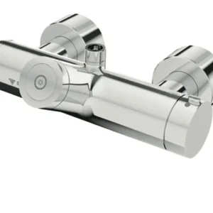 Aufputz-Duscharmatur VITUS VD-C-T / o, Mischwasser, Thermostat, Elektronisch, Selbstschluss, 2 RFV, Batteriefach, Thermische Desinfektion, 2x DN 15 G 1/2 AG, DN 15 G 1/2 AG (oben), chrom Direktkauf