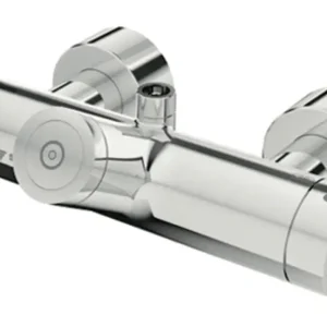 Aufputz-Duscharmatur VITUS VD-C-T / o, Mischwasser, Thermostat, Elektronisch, Selbstschluss, 2 RFV, Batteriefach, Thermische Desinfektion mit SWS, 2x DN 15 G 1/2 AG, DN 15 G 1/2 AG (oben), chrom Expressversand