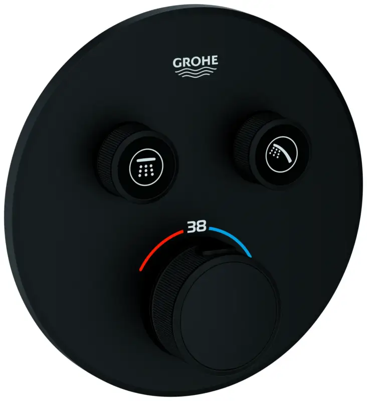 Thermostat Grohtherm SmartControl 29507, 2 Absperrventile, Fertigmontageset für Rapido SmartBox 35 604, phantom black Zertifiziert