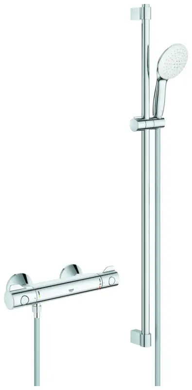 Sonderangebot Thermostat-Brausebatterie Grohtherm 800 34566_2, mit Tempesta Brausestangenset 900mm, 2 Strahlarten: Rain/Jet