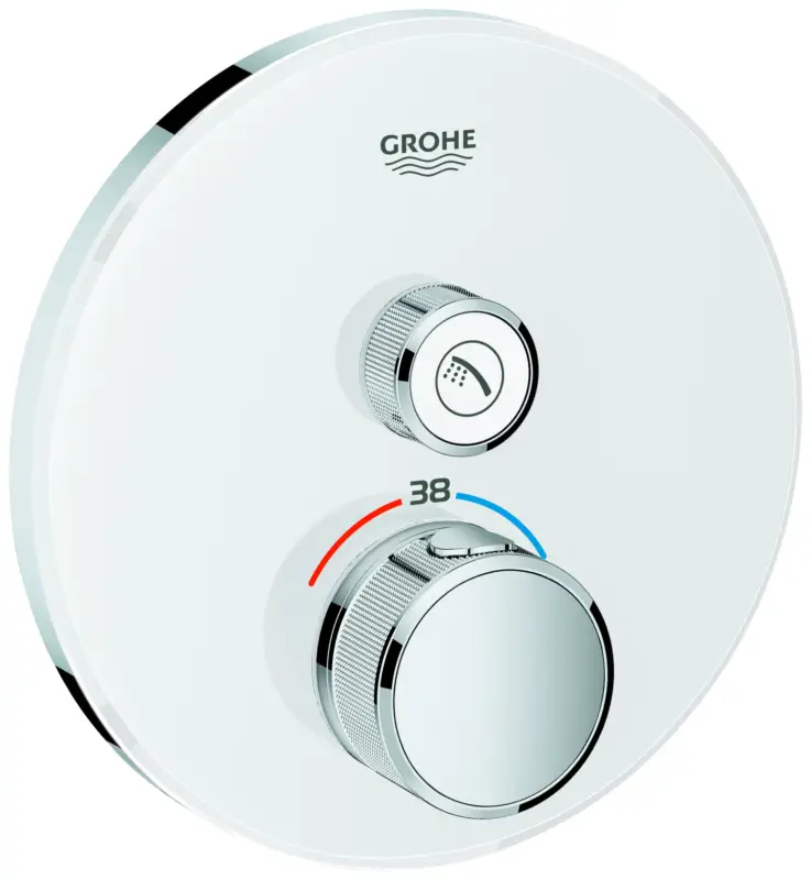 Bestpreis Thermostat Grohtherm SmartControl 29150, mit einem Absperrventil, Fertigmontageset für Rapido SmartBox, Wandrosette rund, moon white