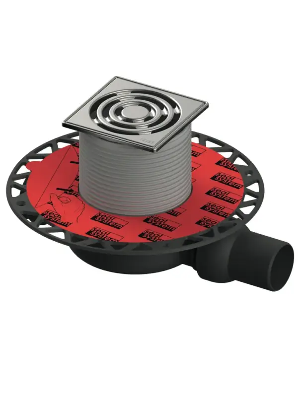 Sonderangebot drainpoint S 112 Ablaufset superflach mit Seal System Universalflansch und Edelstahlrostrahmen