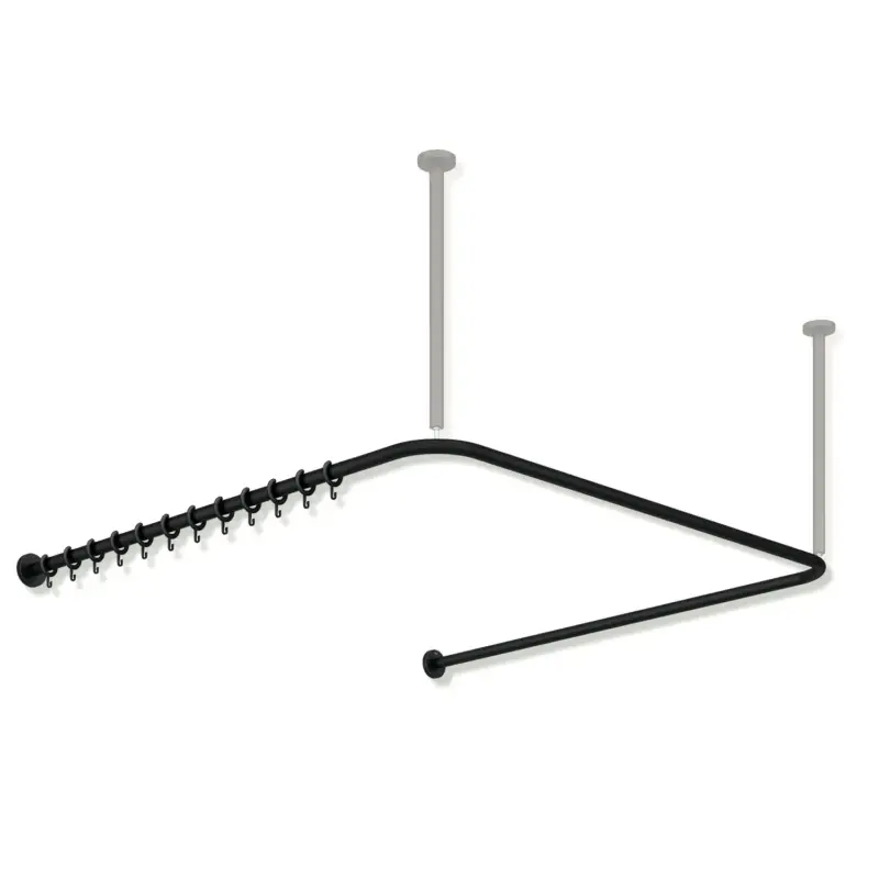 Kostenloser Versand HEWI System 900 Vorhangstange, Edelstahl, pulverbeschichtet, Schwarz tiefmatt