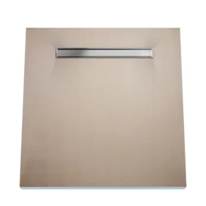 Preisreduziert Duschelement 80 x 80 cm 4-seitiges Gefälle mit Sekundärentwässerung Wiper Showerlay Line Elite PVD Pure Silver