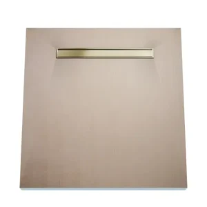 Duschelement 120 x 120 cm 4-seitiges Gefälle mit Sekundärentwässerung Wiper Showerlay Line Elite PVD Pure Brass Sichere Zahlung