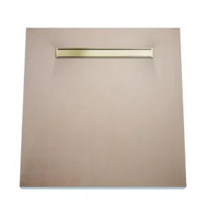 Duschelement 100 x 100 cm 4-seitiges Gefälle mit Sekundärentwässerung Wiper Showerlay Line Elite PVD Pure Gold Super-Preis