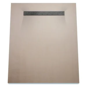 Preisknaller Duschelement 80 x 150 cm 4-seitiges Gefälle mit Sekundärentwässerung Wiper Showerlay Line Elite PVD Mistral Black