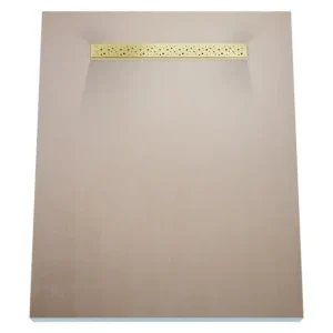 Begrenztes Angebot Duschelement 80 x 150 cm 4-seitiges Gefälle mit Sekundärentwässerung Wiper Showerlay Line Elite PVD Mistral Gold