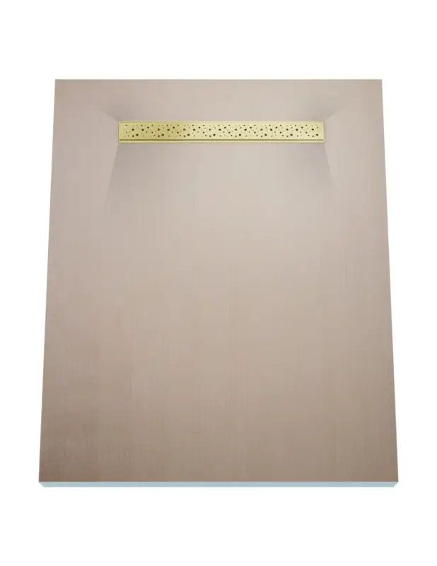 Begrenztes Angebot Duschelement 80 x 150 cm 4-seitiges Gefälle mit Sekundärentwässerung Wiper Showerlay Line Elite PVD Mistral Gold