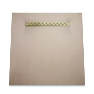 Aktuell Duschelement 90 x 90 cm 4-seitiges Gefälle mit Sekundärentwässerung Wiper Showerlay Line Elite PVD Zonda Brass