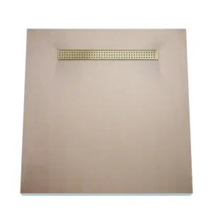 Super-Preis Duschelement 100 x 100 cm 4-seitiges Gefälle mit Sekundärentwässerung Wiper Showerlay Line Elite PVD Sirocco Brass