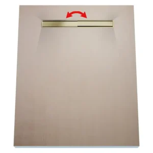 Sonderangebot Duschelement 90 x 185 cm 4-seitiges Gefälle mit Sekundärentwässerung Wiper Showerlay Line Elite PVD Reversible Brass