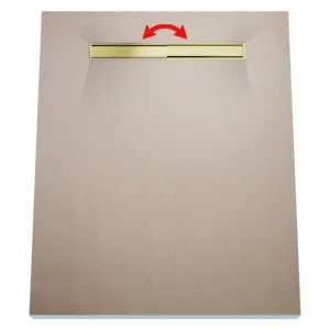 Begrenztes Angebot Duschelement 100 x 150 cm 4-seitiges Gefälle mit Sekundärentwässerung Wiper Showerlay Line Elite PVD Reversible Gold